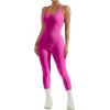 imageMOOSLOVER Women Strappy Backless One Piece Jumpsuits Tummy Control Padded Workout Rompers1 Rose Pink