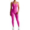 imageMOOSLOVER Women Strappy Backless One Piece Jumpsuits Tummy Control Padded Workout Rompers1 Rose Pink