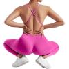 imageMOOSLOVER Women Strappy Backless One Piece Jumpsuits Tummy Control Padded Workout Rompers1 Rose Pink