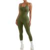 imageMOOSLOVER Women Strappy Backless One Piece Jumpsuits Tummy Control Padded Workout Rompers1 Turquoise