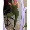imageMOOSLOVER Women Strappy Backless One Piece Jumpsuits Tummy Control Padded Workout Rompers1 Turquoise