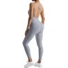 imageMOOSLOVER Women Strappy Backless One Piece Jumpsuits Tummy Control Padded Workout Rompers2 Washed Blueribbed