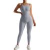 imageMOOSLOVER Women Strappy Backless One Piece Jumpsuits Tummy Control Padded Workout Rompers2 Washed Blueribbed