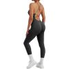 imageMOOSLOVER Women Strappy Backless One Piece Jumpsuits Tummy Control Padded Workout Rompers3 Black014