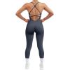 imageMOOSLOVER Women Strappy Backless One Piece Jumpsuits Tummy Control Padded Workout Rompers3 Blue014