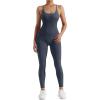 imageMOOSLOVER Women Strappy Backless One Piece Jumpsuits Tummy Control Padded Workout Rompers3 Blue014