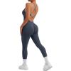 imageMOOSLOVER Women Strappy Backless One Piece Jumpsuits Tummy Control Padded Workout Rompers3 Blue014