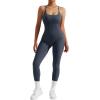 imageMOOSLOVER Women Strappy Backless One Piece Jumpsuits Tummy Control Padded Workout Rompers3 Blue014