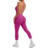 imageMOOSLOVER Women Strappy Backless One Piece Jumpsuits Tummy Control Padded Workout Rompers3 Hot Pink014