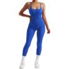 imageMOOSLOVER Women Strappy Backless One Piece Jumpsuits Tummy Control Padded Workout Rompers3 Royal Blue014