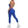 imageMOOSLOVER Women Strappy Backless One Piece Jumpsuits Tummy Control Padded Workout Rompers3 Royal Blue014