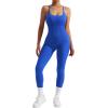 imageMOOSLOVER Women Strappy Backless One Piece Jumpsuits Tummy Control Padded Workout Rompers3 Royal Blue014