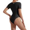 imageMOOSLOVER Women Ribbed Seamless Bodysuit Short Sleeve Square Neck Basic Top Bodysuit