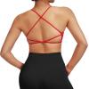 imageMOOSLOVER Women Strappy Sports Bra Crisscross Back Yoga Bras Padded Backless Medium Support Tops2 Redopen Back