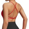 imageMOOSLOVER Women Strappy Sports Bra Crisscross Back Yoga Bras Padded Backless Medium Support Tops2 Redopen Back