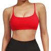 imageMOOSLOVER Women Strappy Sports Bra Crisscross Back Yoga Bras Padded Backless Medium Support Tops2 Redopen Back