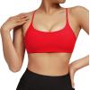 imageMOOSLOVER Women Strappy Sports Bra Crisscross Back Yoga Bras Padded Backless Medium Support Tops2 Redopen Back