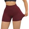 imageMOOSLOVER Women Seamless Booty Biker Shorts Scrunch Butt Lifting High Waisted Workout Shorts3 Deep Red 3
