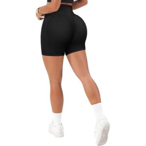 imageMOOSLOVER Women Seamless Booty Biker Shorts Scrunch Butt Lifting High Waisted Workout Shorts3 Black3