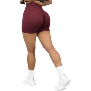 imageMOOSLOVER Women Seamless Booty Biker Shorts Scrunch Butt Lifting High Waisted Workout Shorts3 Deep Red 3