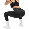 imageMOOSLOVER Seamless Butt Lifting Workout Leggings for Women High Waist Yoga Pants Compression Contour TightsRibbed Black