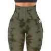 imageMOOSLOVER Women Corset High Waisted Leggings with Pockets Tummy Control Body Shaper Yoga Pants1 Army Green Tiedye