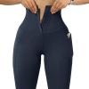 imageMOOSLOVER Women Corset High Waisted Leggings with Pockets Tummy Control Body Shaper Yoga Pants1 Blue Print