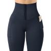 imageMOOSLOVER Women Corset High Waisted Leggings with Pockets Tummy Control Body Shaper Yoga Pants1 Blue Print