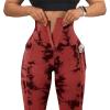 imageMOOSLOVER Women Corset High Waisted Leggings with Pockets Tummy Control Body Shaper Yoga Pants1 Red Tiedye