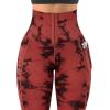 imageMOOSLOVER Women Corset High Waisted Leggings with Pockets Tummy Control Body Shaper Yoga Pants1 Red Tiedye