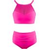 imageMOOSLOVER Women Mesh High Neck Bikini Sets High Waisted Two Piece Swimsuit Bathing Suits1 Hot Pink