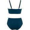 imageMOOSLOVER Women Mesh High Neck Bikini Sets High Waisted Two Piece Swimsuit Bathing Suits1 Peacock Blue