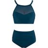 imageMOOSLOVER Women Mesh High Neck Bikini Sets High Waisted Two Piece Swimsuit Bathing Suits1 Peacock Blue