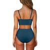 imageMOOSLOVER Women Mesh High Neck Bikini Sets High Waisted Two Piece Swimsuit Bathing Suits1 Peacock Blue
