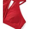 imageMOOSLOVER Women Mesh High Neck Bikini Sets High Waisted Two Piece Swimsuit Bathing Suits2 Red