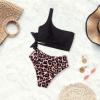 imageMOOSLOVER Women One Shoulder High Waisted Bikini Tie High Cut Two Piece SwimsuitsBlack Panther