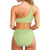 imageMOOSLOVER Women One Shoulder High Waisted Bikini Tie High Cut Two Piece SwimsuitsGreen Orange015