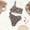 imageMOOSLOVER Women One Shoulder High Waisted Bikini Tie High Cut Two Piece SwimsuitsLeopard
