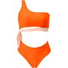 imageMOOSLOVER Women One Shoulder High Waisted Bikini Tie High Cut Two Piece SwimsuitsOrange17