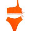 imageMOOSLOVER Women One Shoulder High Waisted Bikini Tie High Cut Two Piece SwimsuitsOrange17