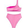 imageMOOSLOVER Women One Shoulder High Waisted Bikini Tie High Cut Two Piece SwimsuitsRose Pink015