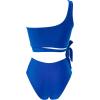 imageMOOSLOVER Women One Shoulder High Waisted Bikini Tie High Cut Two Piece SwimsuitsRoyal Blue