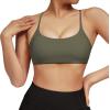 imageMOOSLOVER Women Strappy Sports Bra Crisscross Back Yoga Bras Padded Backless Medium Support Tops2 Army Greenopen Back