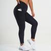 imageMOOSLOVER Women V Cross Waist Butt Lifting Leggings with Pockets High Waisted Yoga Pants2 Black713