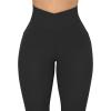 imageMOOSLOVER Women V Cross Waist Butt Lifting Leggings with Pockets High Waisted Yoga Pants3 Black980