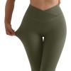 imageMOOSLOVER Women V Cross Waist Butt Lifting Leggings with Pockets High Waisted Yoga PantsArmy Green