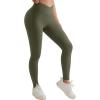 imageMOOSLOVER Women V Cross Waist Butt Lifting Leggings with Pockets High Waisted Yoga PantsArmy Green