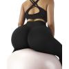 imageMOOSLOVER Women V Cross Waist Butt Lifting Leggings with Pockets High Waisted Yoga PantsBlack