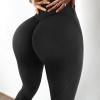 imageMOOSLOVER Women V Cross Waist Butt Lifting Leggings with Pockets High Waisted Yoga PantsBlack