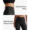 imageMOOSLOVER Women V Cross Waist Butt Lifting Leggings with Pockets High Waisted Yoga PantsBlackruched Side